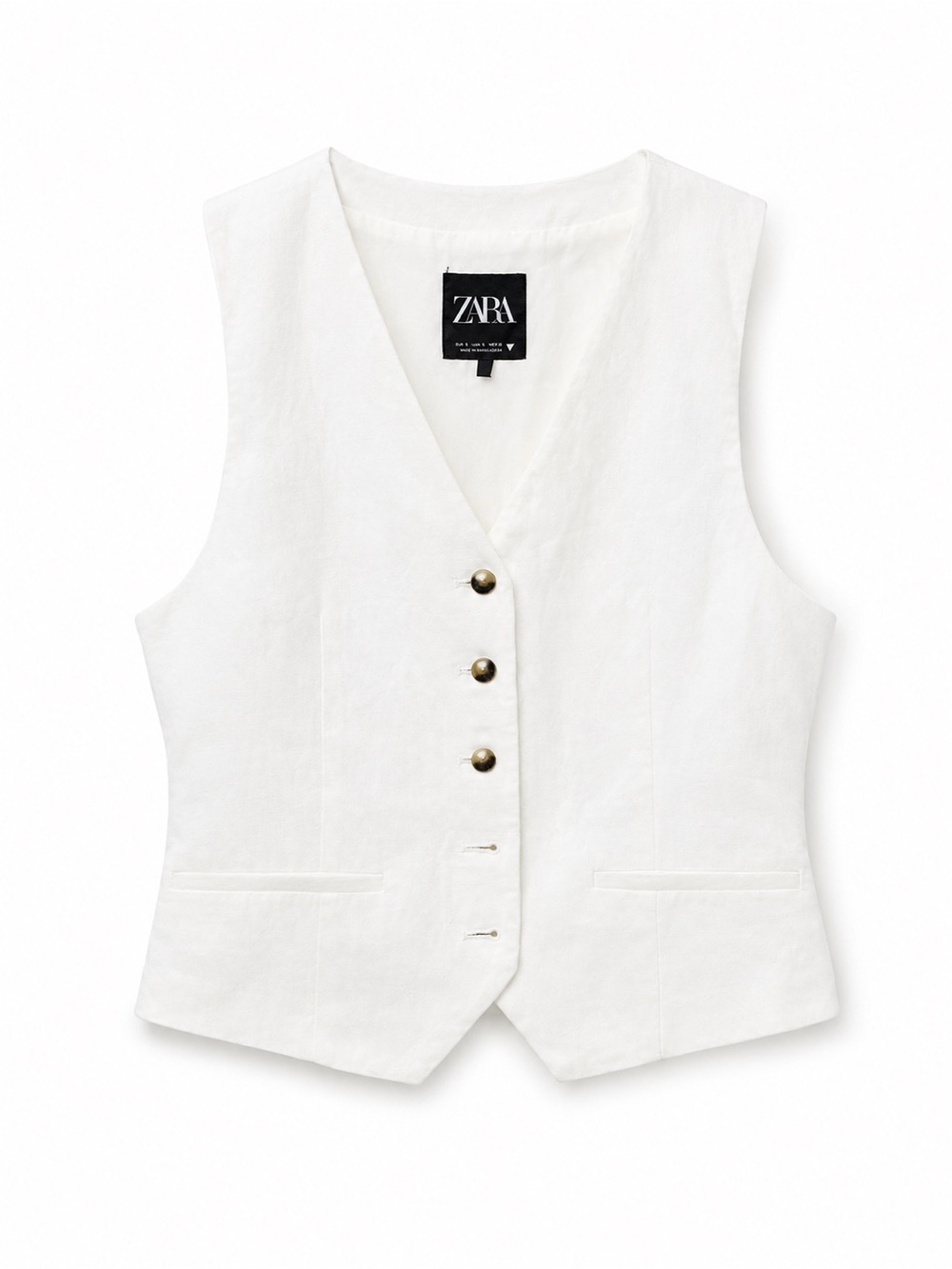 Zara White Tailored V-Neck Vest